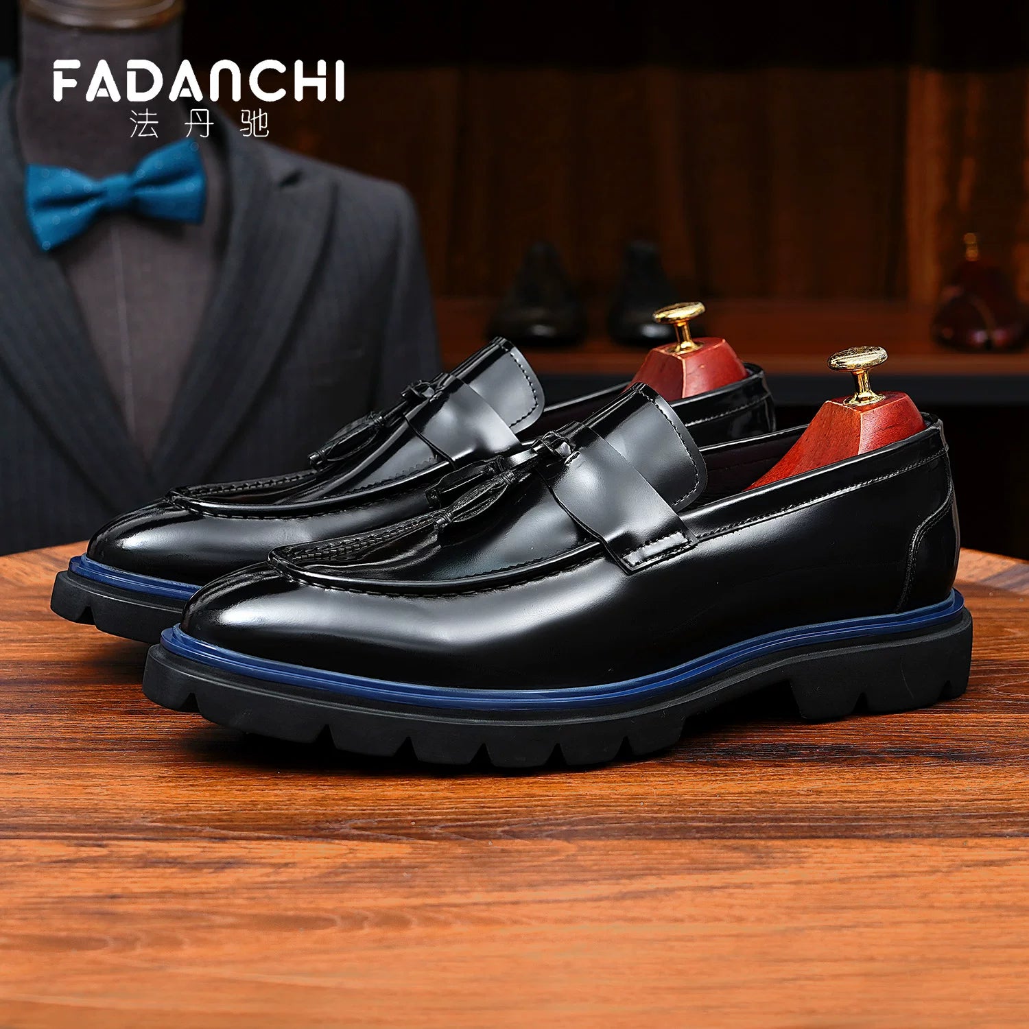 Men's Genuine Leather Loafers, Height Increasing, Thick Sole