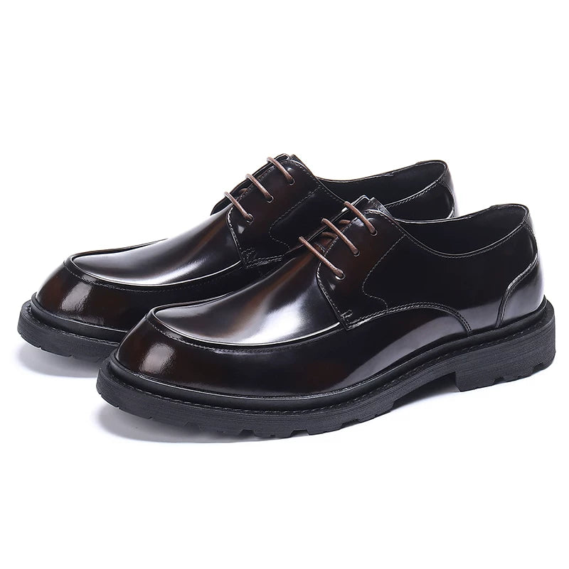 Men's Genuine Leather Derby Shoes, Patent Leather, Glossy