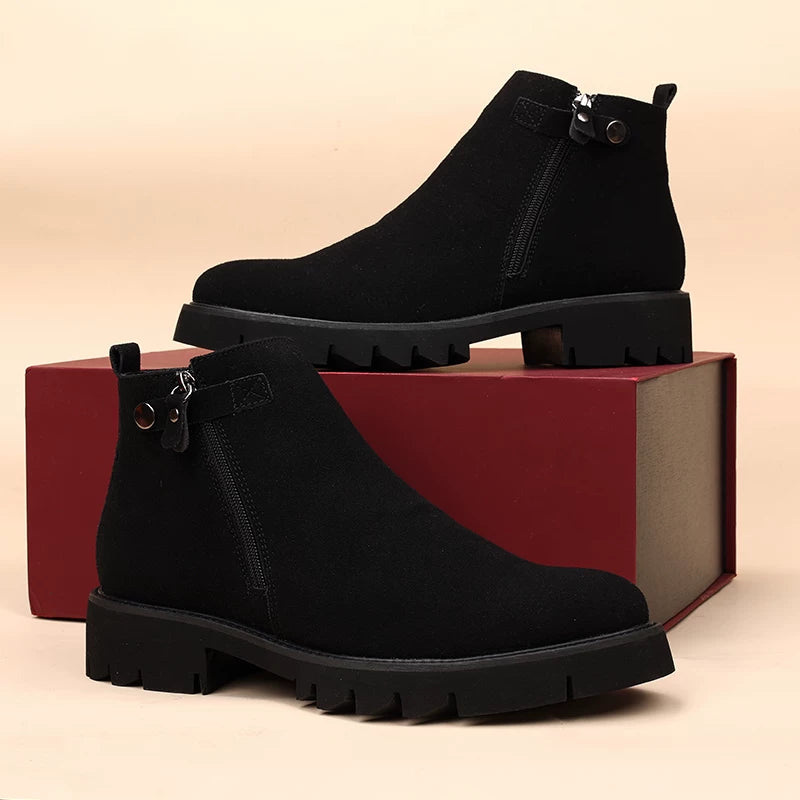 Men's Suede Martin Boots, Height Increasing, Thick Sole