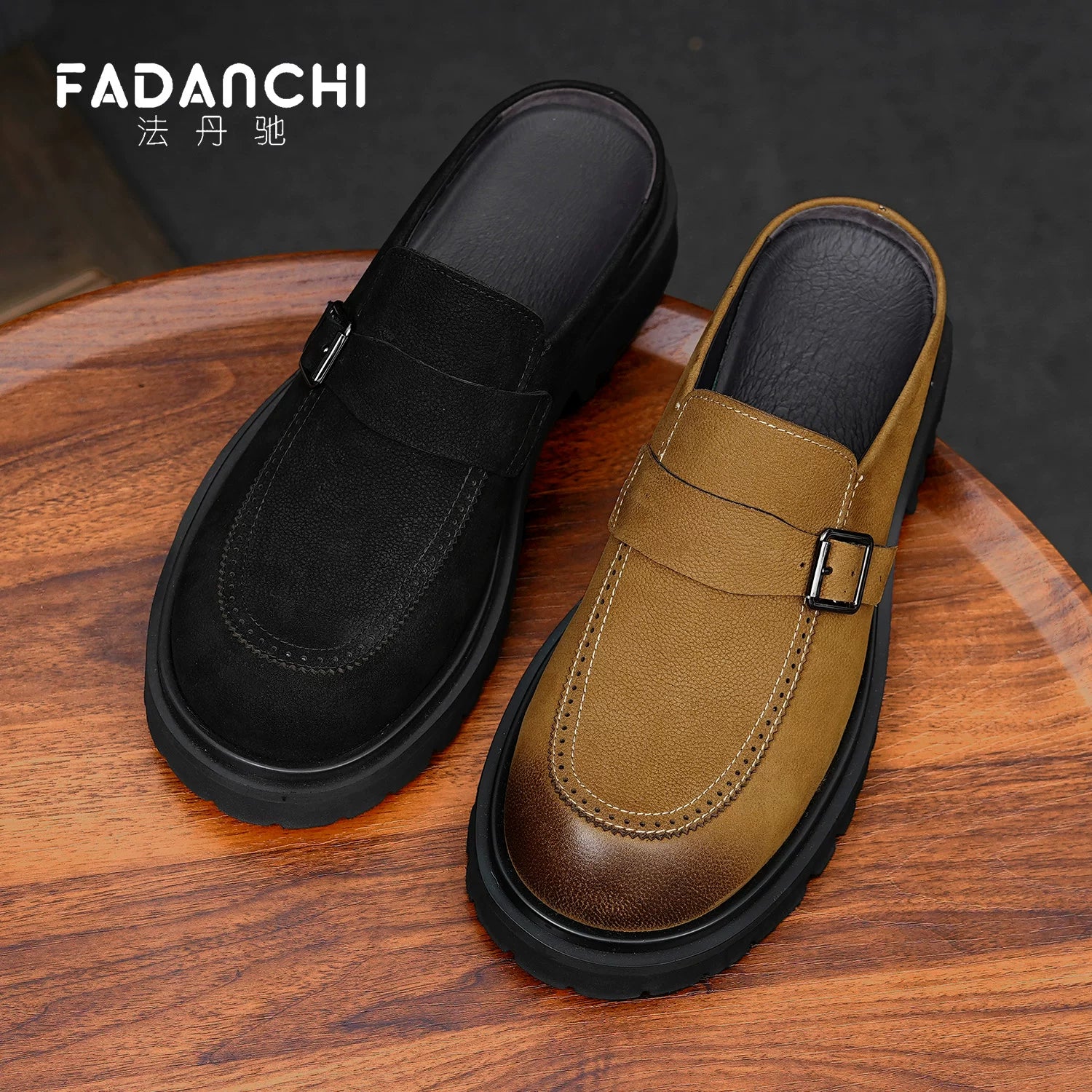 Men's Genuine Leather Loafers, Height Increasing, Thick Sole