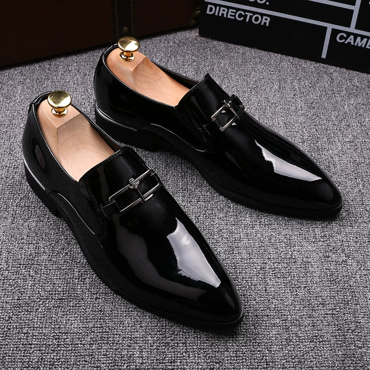 Men's Red Genuine Leather Leather Shoes, Height Increasing, Pointed Toe
