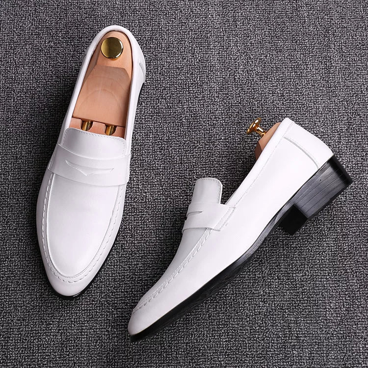 Men's White Wedding Shoes, Breathable, Pointed Toe