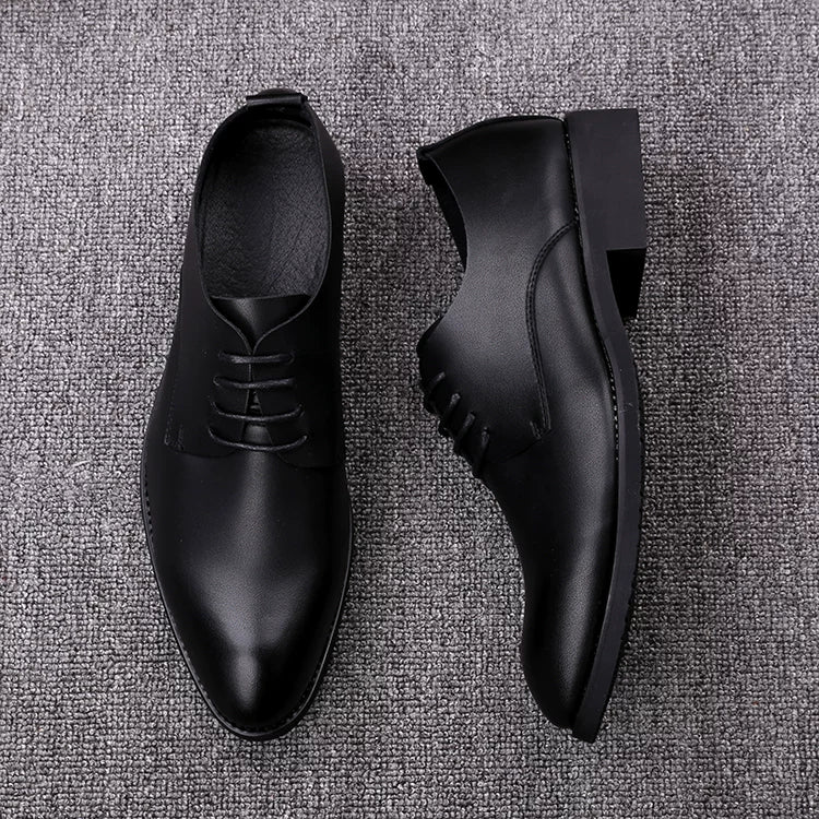 Men's Leather Shoes, Height Increasing, Pointed Toe