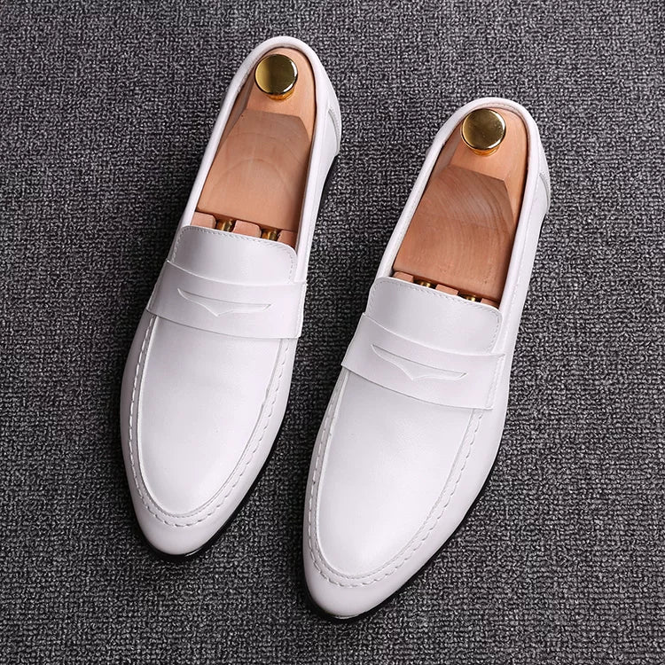 Men's White Wedding Shoes, Breathable, Pointed Toe