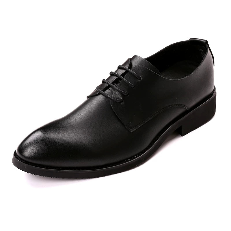 Men's Leather Shoes, Height Increasing, Pointed Toe