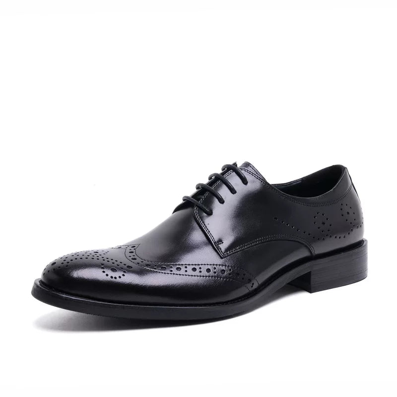 Men's Genuine Leather Derby Shoes, Handmade, British Style