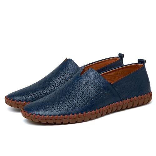 Men's Blue Leather Loafers, Style 9911