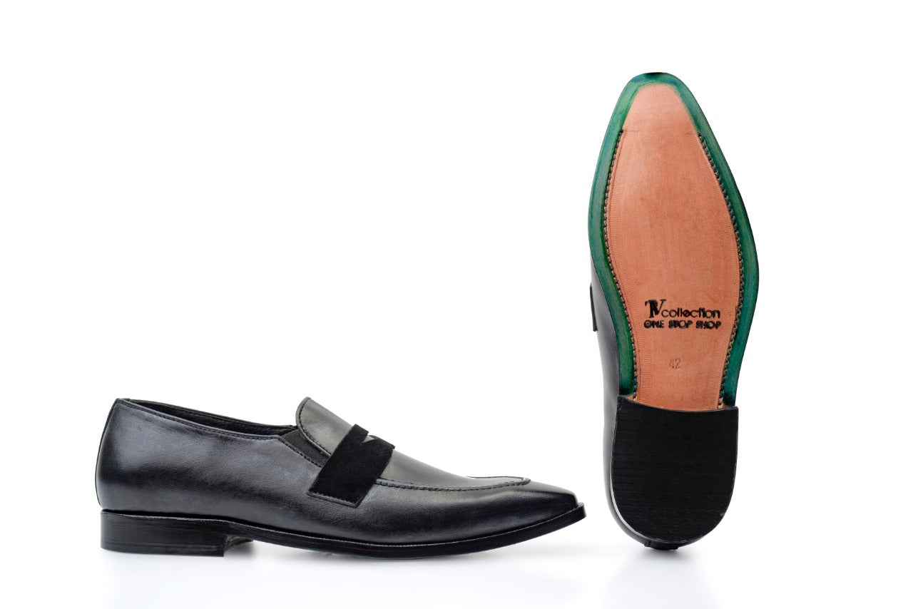 Men's Black Leather Loafers, Style 3303