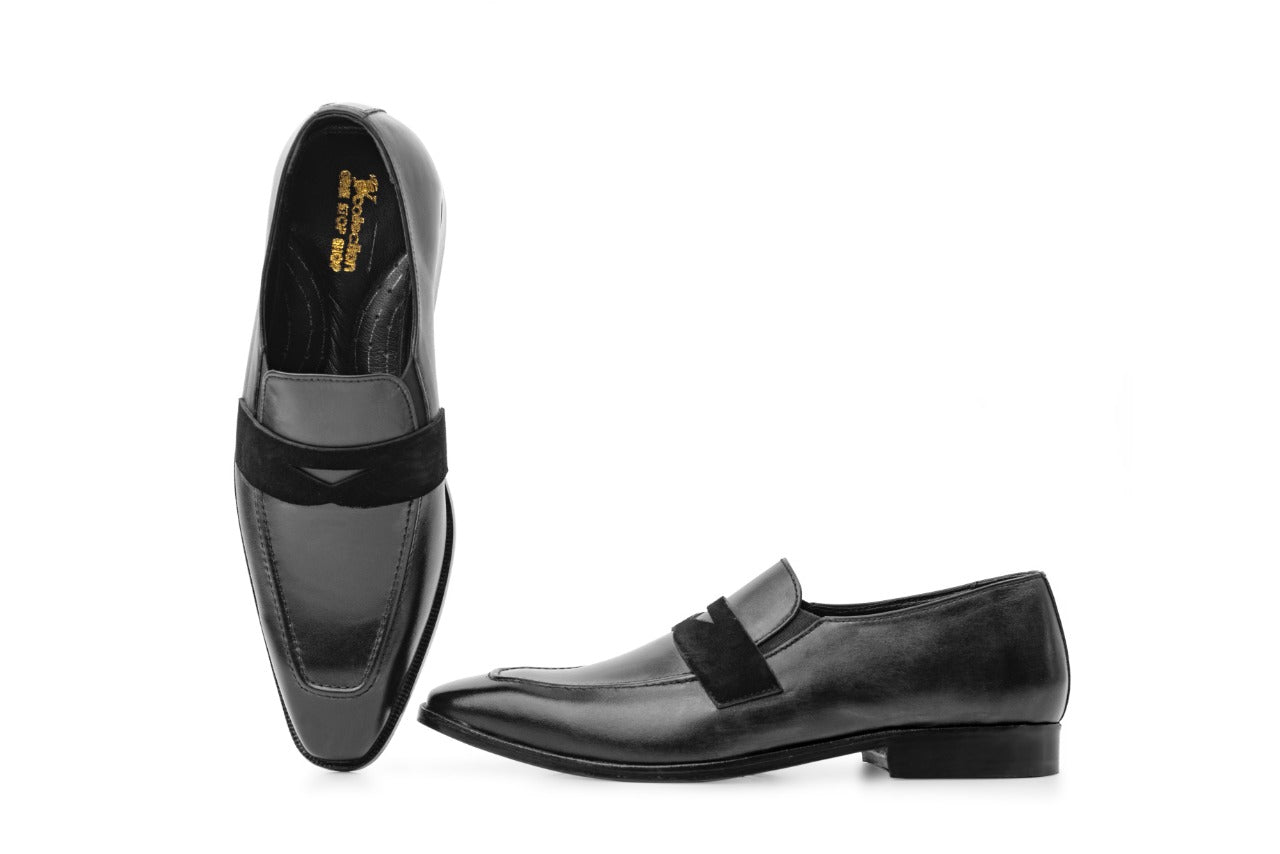Men's Black Leather Loafers, Style 3303