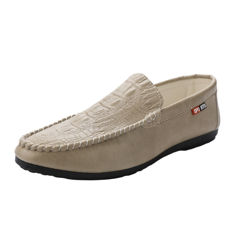 Korean version of summer 2024 new one-pedal casual trend crocodile pattern beanie shoes men's versatile lazy loafers
