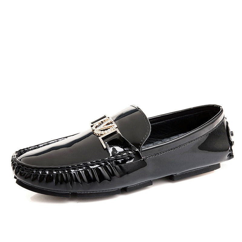 Men's Black Genuine Leather Loafers, Retro