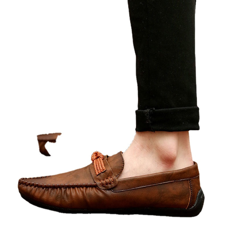 Men's Gray Leather Loafers