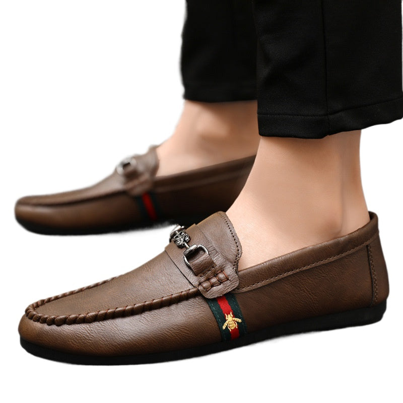 Internet celebrity spring thick-soled loafer beanie shoes men's trend driving one pedal breathable advanced sense non-slip men's shoes
