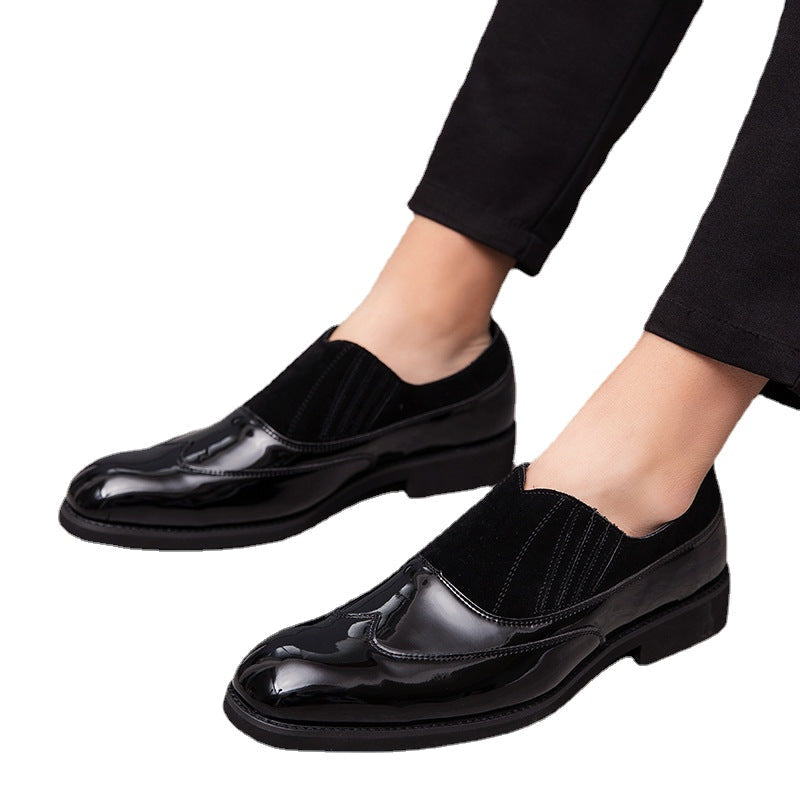 Men's Black Leather Formal Shoes, Retro