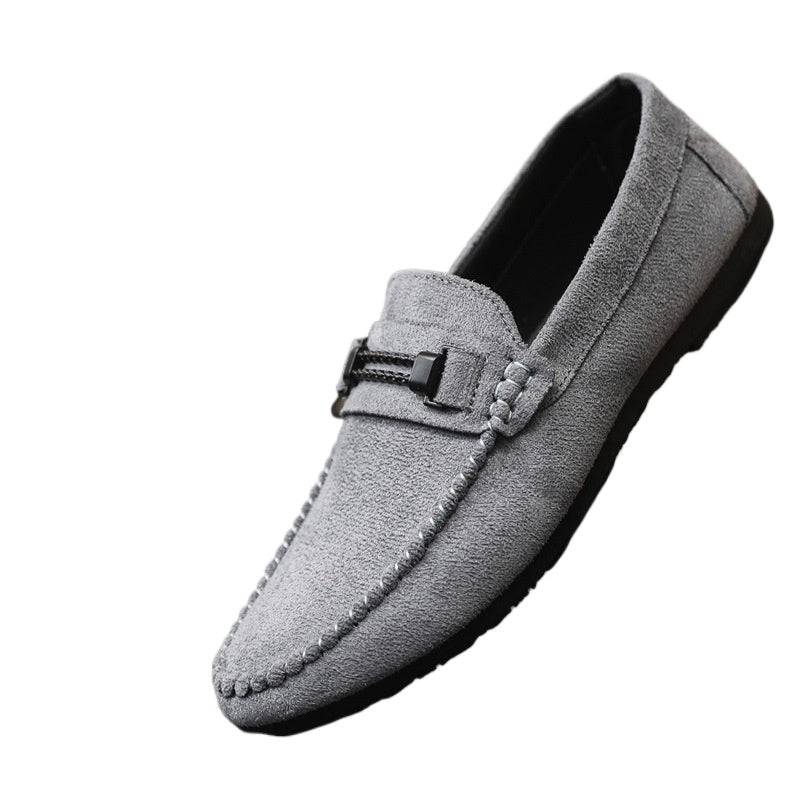 Breathable and wear-resistant one-pedal leather shoes British soft-soled lightweight men's loafers Doudou shoes men's fashion formal lazy shoes