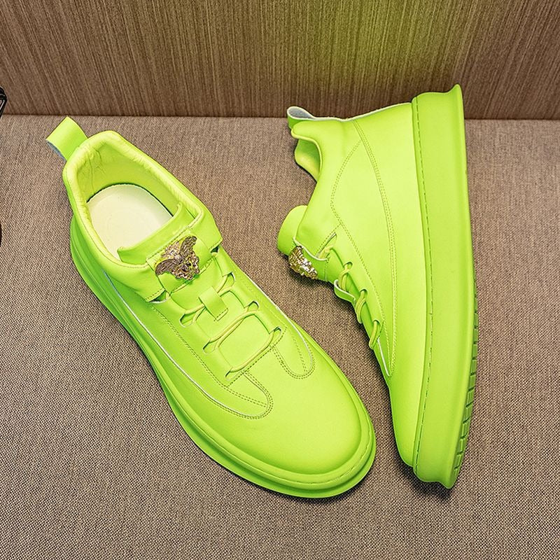 Men's White & Green Casual Loafers - Trendy Sneakers