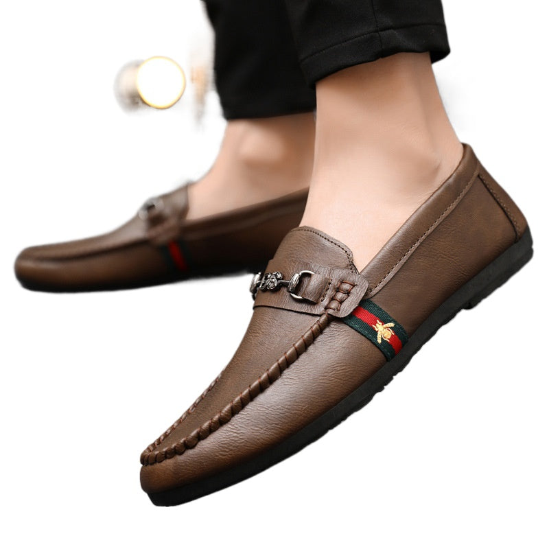 Internet celebrity spring thick-soled loafer beanie shoes men's trend driving one pedal breathable advanced sense non-slip men's shoes