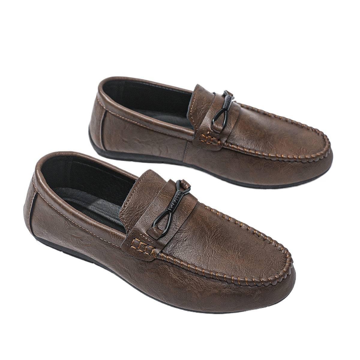 Soft-soled business men's shoes single shoes men's one-pedal Doudou loafers round head flat bottom spring trend low-top 2024