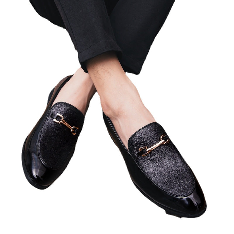 Men's Black Leather Formal Shoes, British Style, Style 6471