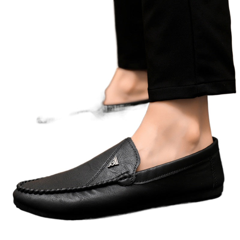 Lazy comfortable one-pedal loafers non-slip men's shoes British spring dress single shoes Wenzhou leather shoes business breathable