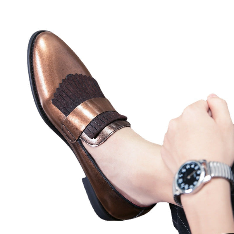 Men's Brown Leather Formal Shoes, British Style