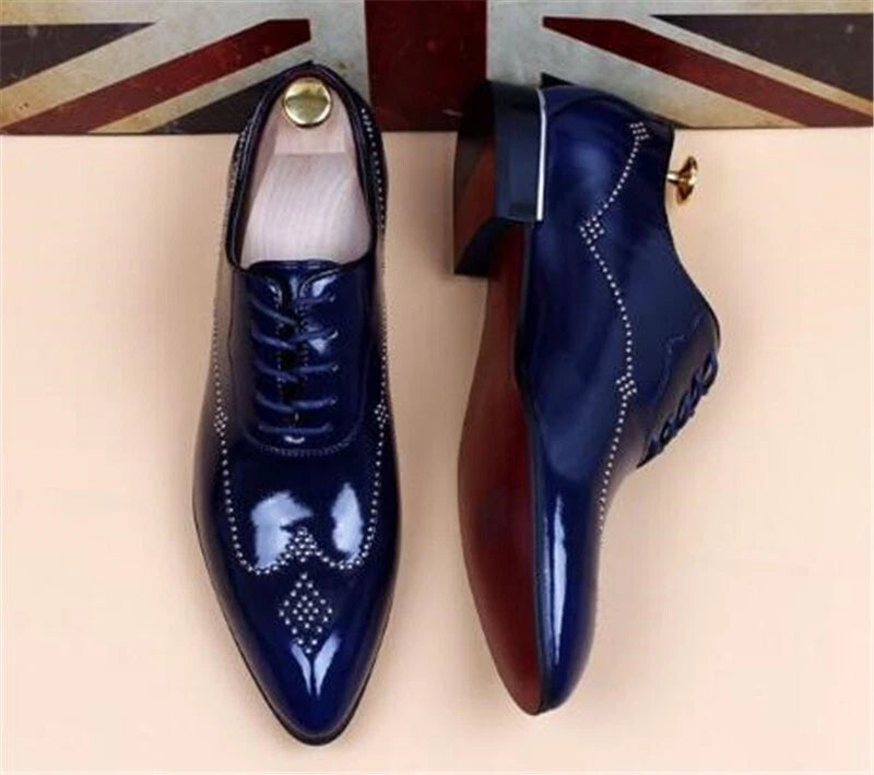Mens Real Leather SHoes Business Dress Formal Shoes Wingtip Low heels Dress