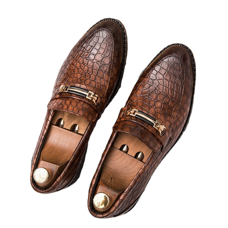 24 autumn new Korean fashion men's casual shoes block men's shoes breathable British business dress leather shoes men