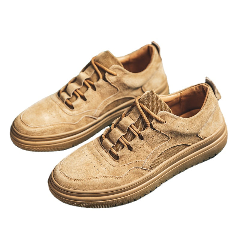 Workwear board shoes for men's fall style, low top, lacing, flat pig skin, interior height, vintage color, casual men's shoes, call agency