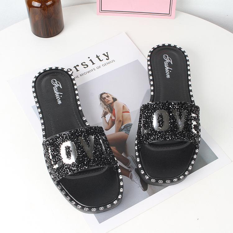 Women's Black Slippers, Style 93
