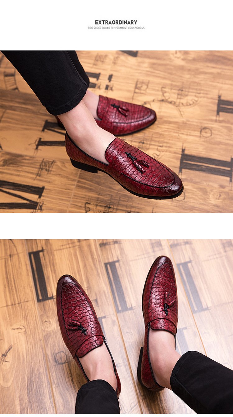2024new spring men's British wind foreign trade large size pointed shoes pattern casual trend breathable men's shoes
