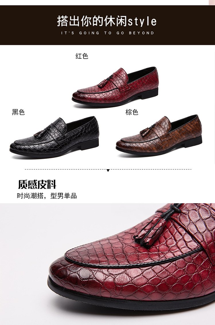 2024new spring men's British wind foreign trade large size pointed shoes pattern casual trend breathable men's shoes