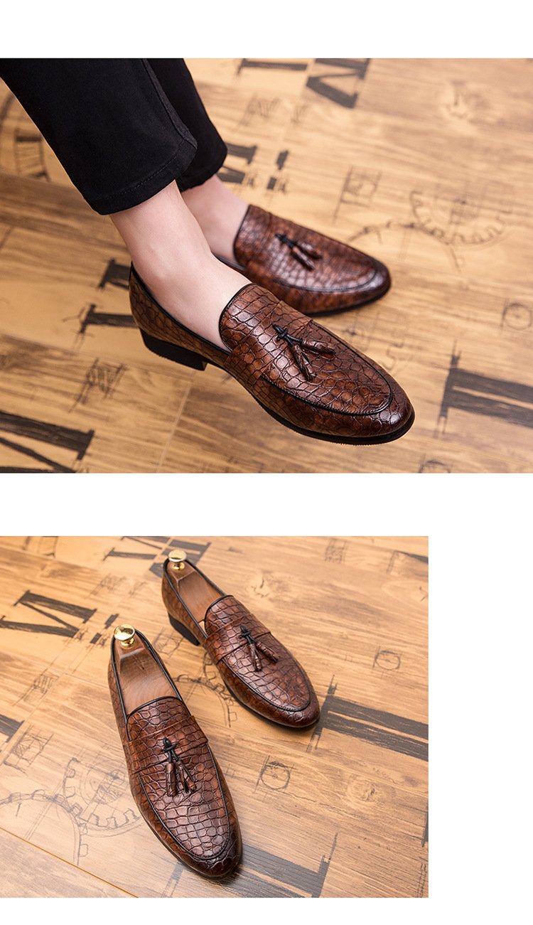 2024new spring men's British wind foreign trade large size pointed shoes pattern casual trend breathable men's shoes