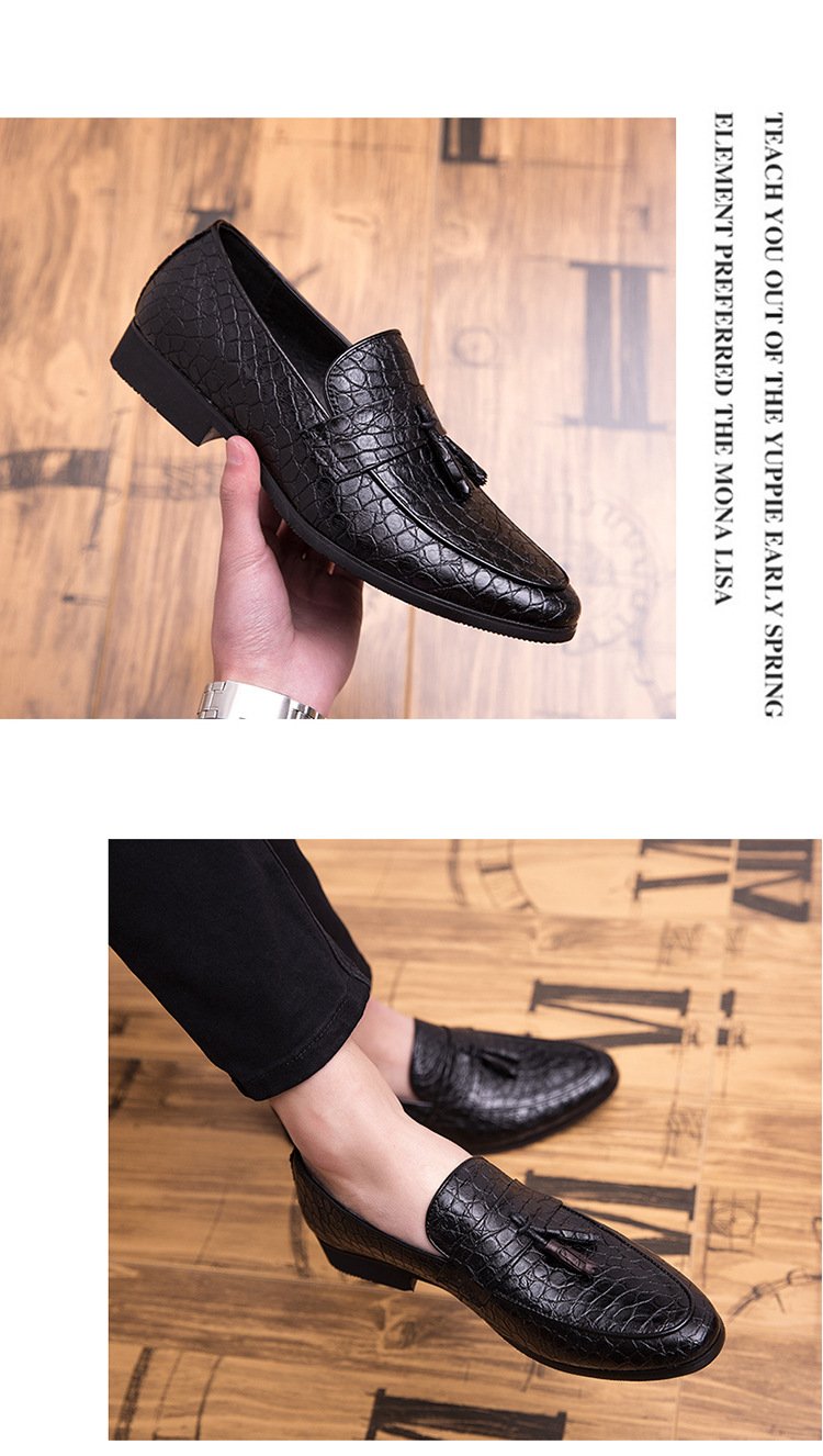2024new spring men's British wind foreign trade large size pointed shoes pattern casual trend breathable men's shoes