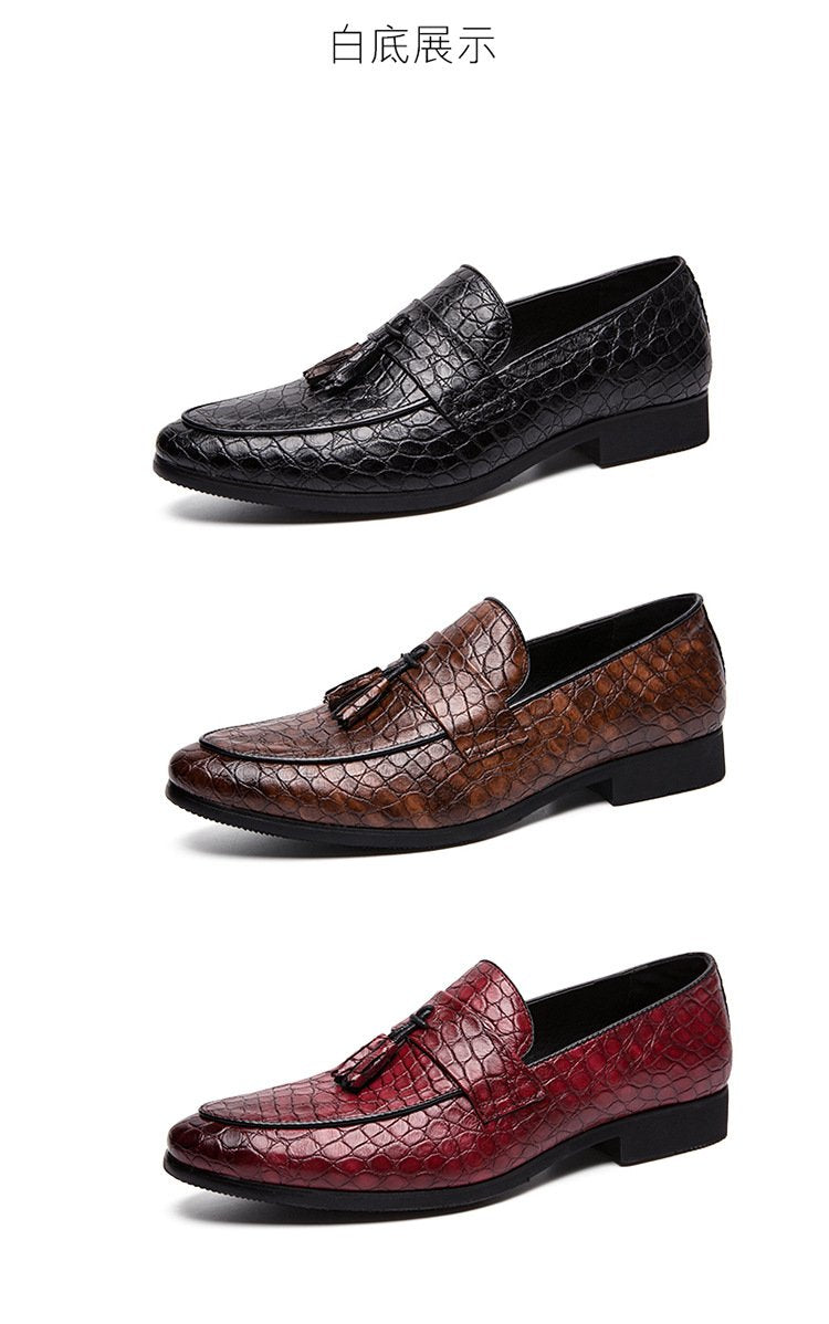 2024new spring men's British wind foreign trade large size pointed shoes pattern casual trend breathable men's shoes