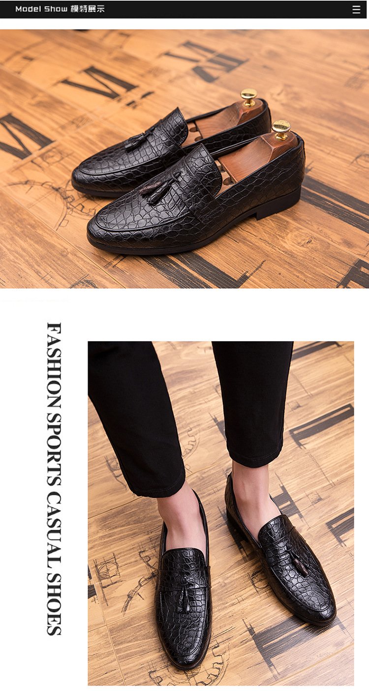 2024new spring men's British wind foreign trade large size pointed shoes pattern casual trend breathable men's shoes
