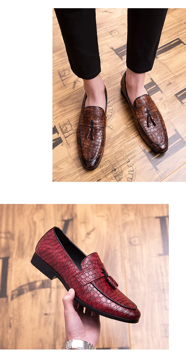 2024new spring men's British wind foreign trade large size pointed shoes pattern casual trend breathable men's shoes