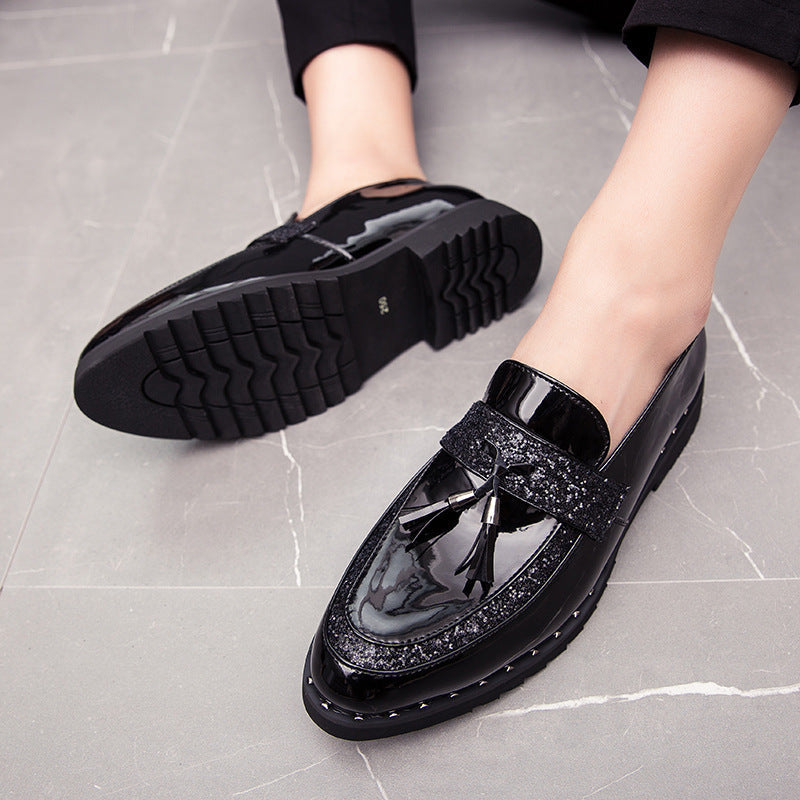 Men's Black Leather Formal Shoes, Pointed Toe, Business, Style 3495