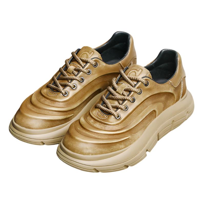 TNV Casual Genuine Leather Shoes Thick Bottom Sneakers Laces Up Breathable DS06037