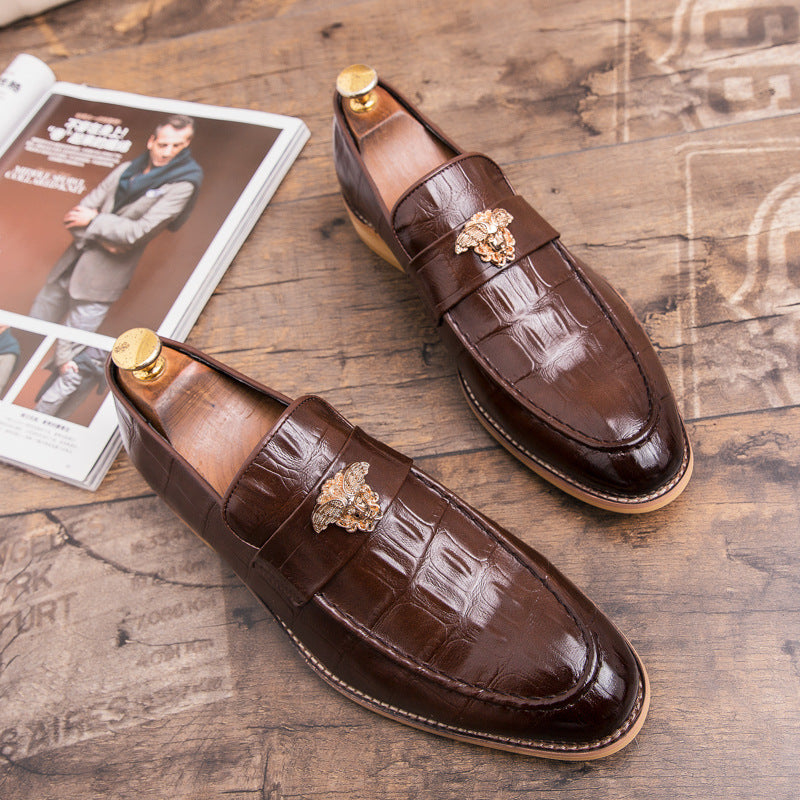 Men's Black Leather Formal Shoes, Retro, Business, Style 2391