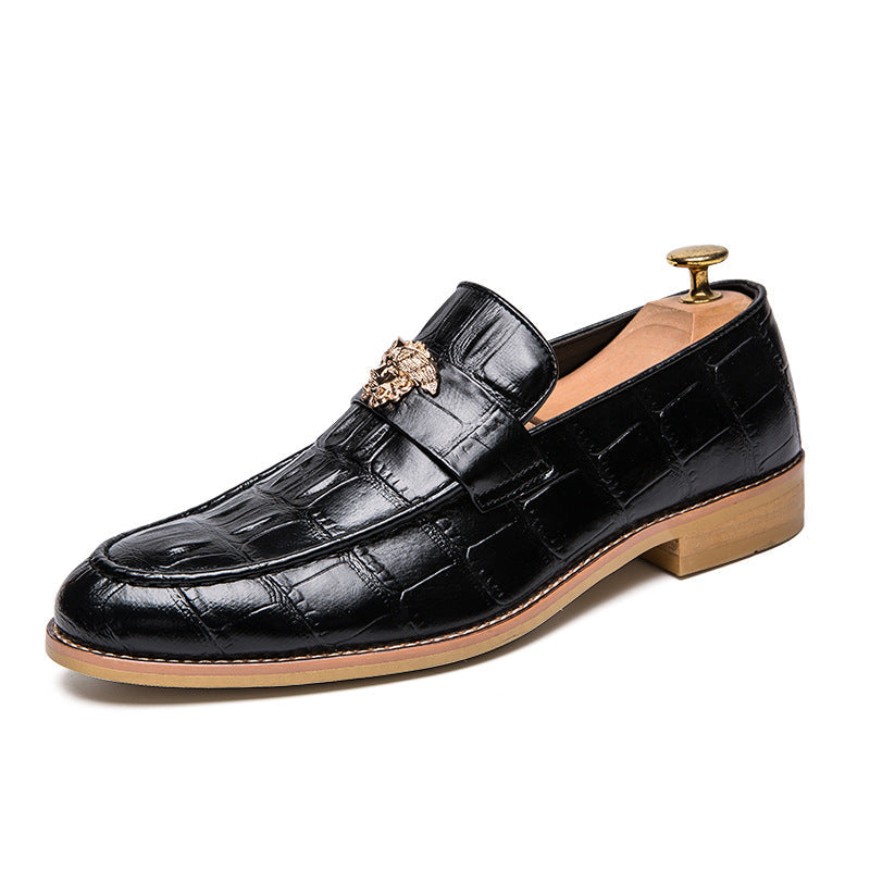 Men's Black Leather Formal Shoes, Retro, Business, Style 2391