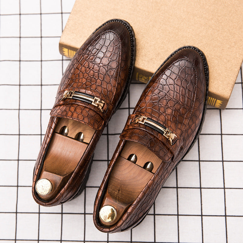 24 autumn new Korean fashion men's casual shoes block men's shoes breathable British business dress leather shoes men