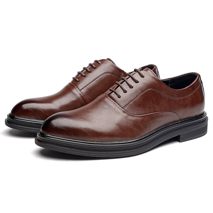 Cross border large size 48 leather shoes men's business dress casual pointed lace up 46 British fashion wedding shoes(P)