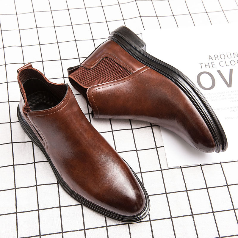 Men's Black Leather Chelsea Boots, Breathable