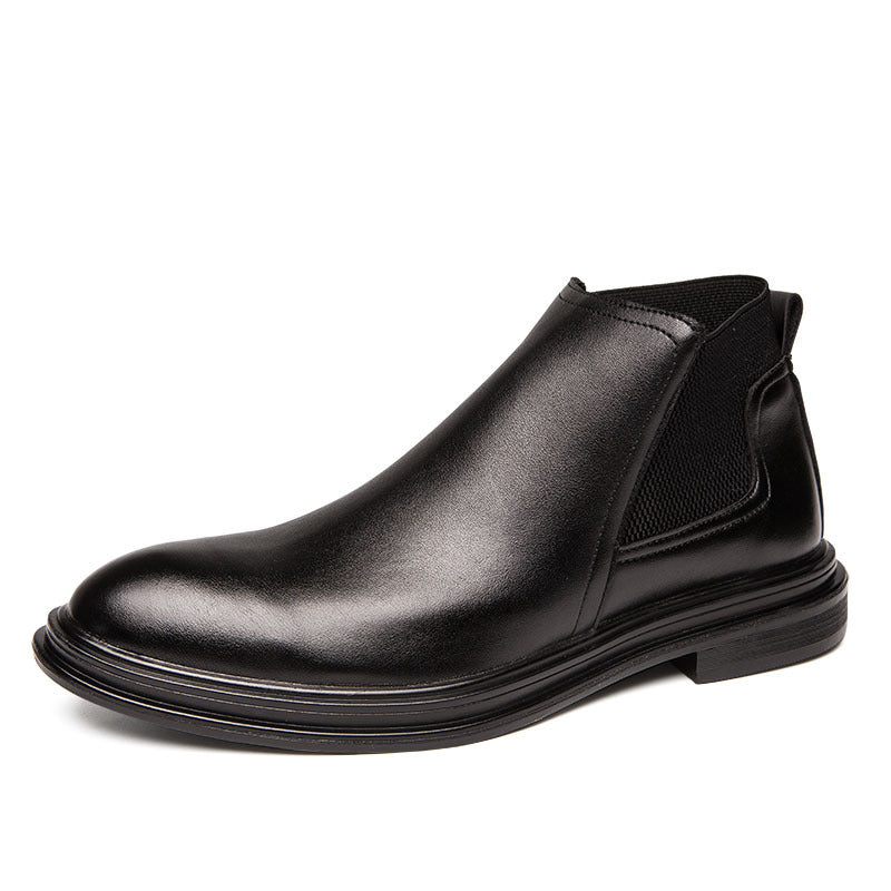 24 Autumn Breathable Chelsea Boots Men's High Gang Men's Boots English Leather Boots Martin Boots Men's Mid-Tide Shoes