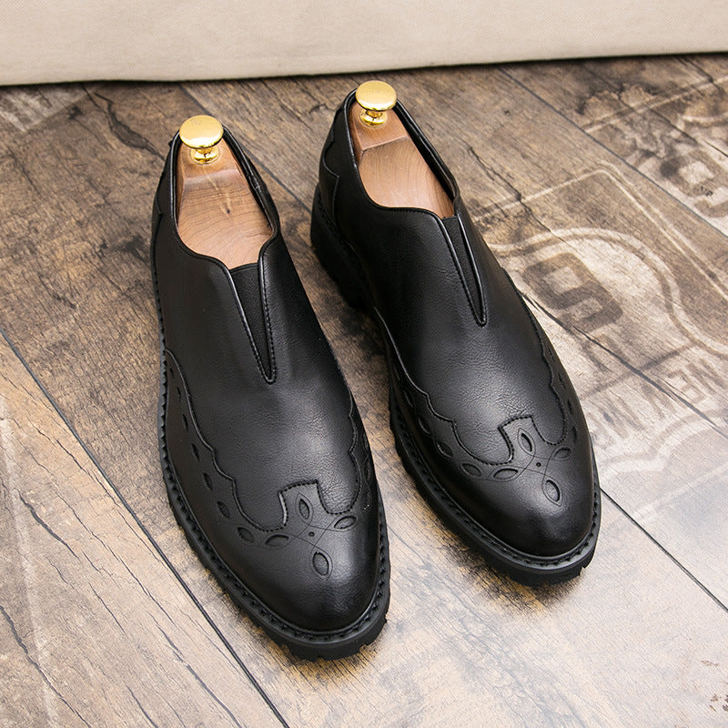 Men's Black Leather Formal Shoes, British Style, Style 7559