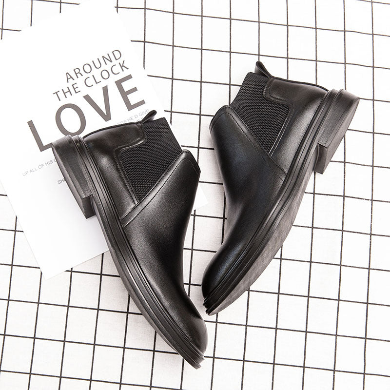 Men's Black Leather Chelsea Boots, Breathable