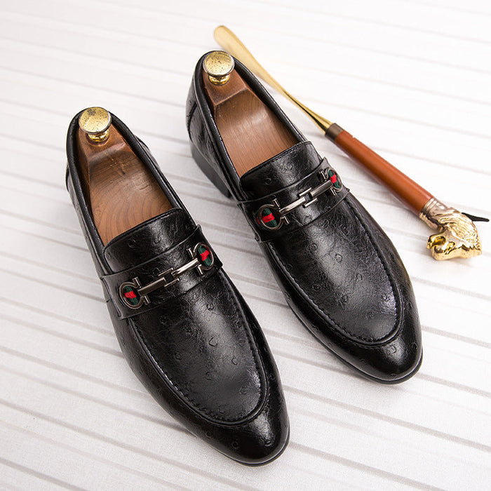 25 autumn trend casual leather shoes retro Korean one foot business pointy small leather shoes men's hair stylist fashion shoes