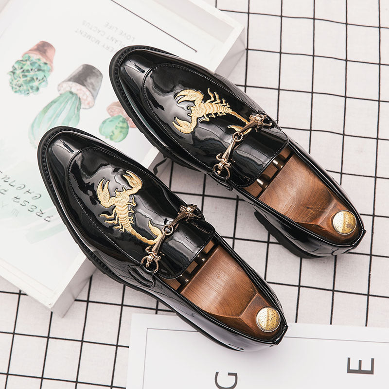 Men's Leather Formal Shoes, Embroidered, Style 8759