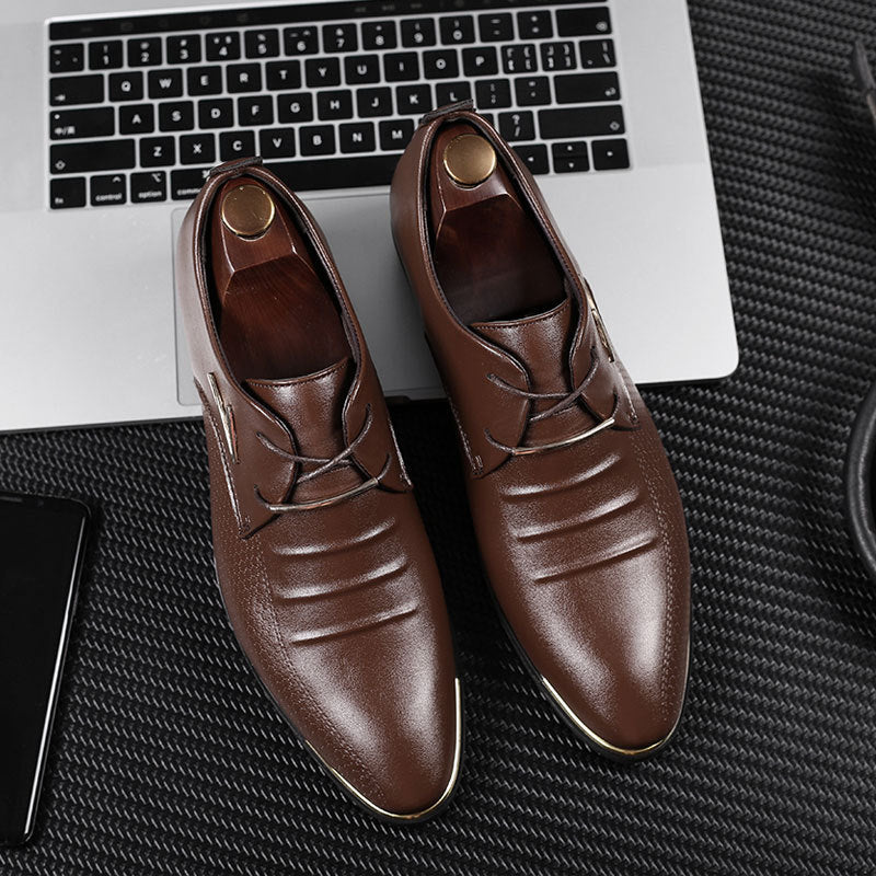 Spring new arrival: plus-size men's leather dress shoes - business formal, lace-up casual shoes 2