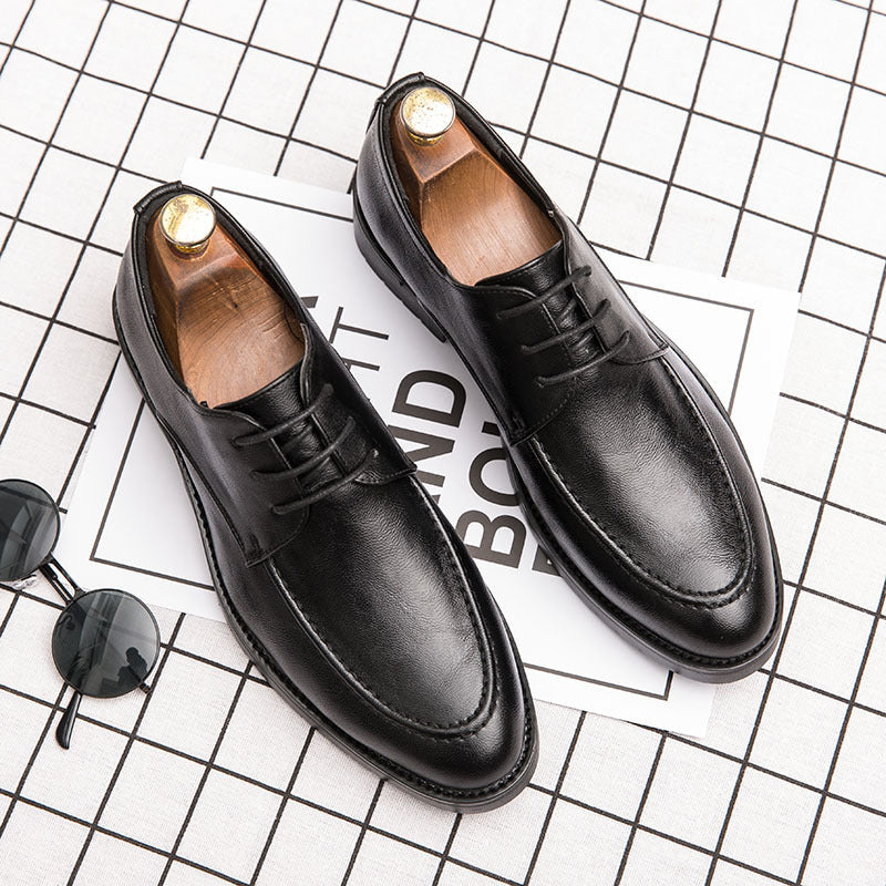 Men's Black Leather Formal Shoes, Business, British Style, Style 5927